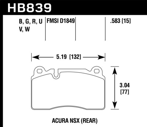 Hawk Performance DTC 60 Brake Pads HB839G.583 pads DTC-60 D1849-9076 Acura NSX (Rear)