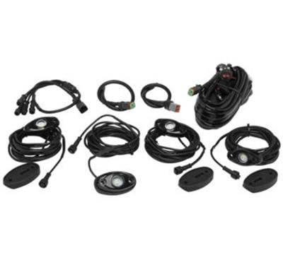 Quadboss Light Bars, Pods and Fog Lights 568565 Spotlight ROCK LIGHT KIT W/ HARNESS QB BLK