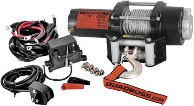 2,500 lbs. Quadboss Winch 608700 Winch, Electric, Pull Rating, Roller Fairlead, 39 ft. Steel Cable Length, Handlebar Remote, Kit