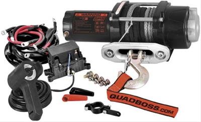 3,500 lbs. Quadboss Winch 608703 Winch, Electric, Pull Rating, Roller Fairlead, 39 ft. Synthetic Rope Length, Wired Remote, Kit