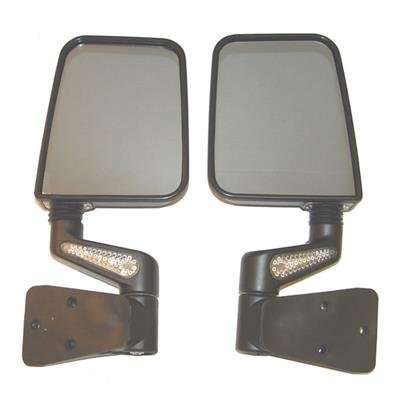 Rugged Ridge LED Mirrors 11015.2 Mirrors, Replacement, Square, Plastic, Black, Turn Signal, Jeep, Pair