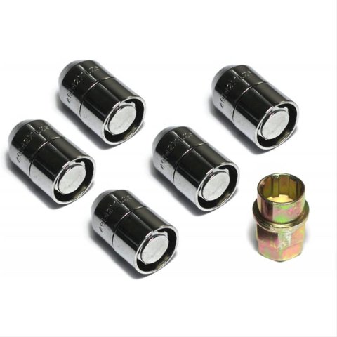 Rugged Ridge Wheel Lock Lug Nuts 16715.2 Nuts, Conical Seat, 1/2 in x 20 RH, Closed End, Locking, Chrome Plated Steel, Set of 5