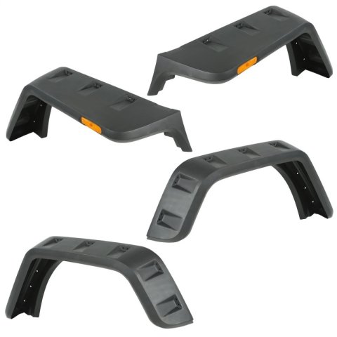 Rugged Ridge Hurricane Flat Fender Flares 11640.26 Flares, Flat, Front and Rear, Thermoplastic, Black, Smooth Finish, Jeep, Set of 4