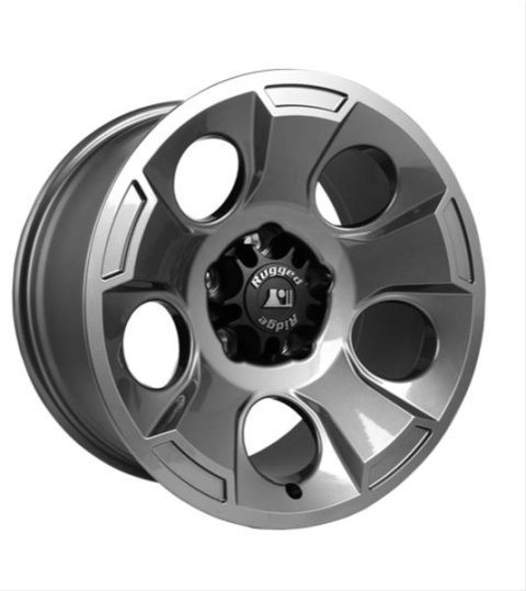 Rugged Ridge Drakon Gunmetal Wheels 17x9 This gun metal 17-inch X 9-inch Soft 5 design cast aluminum wheel from DRAKON