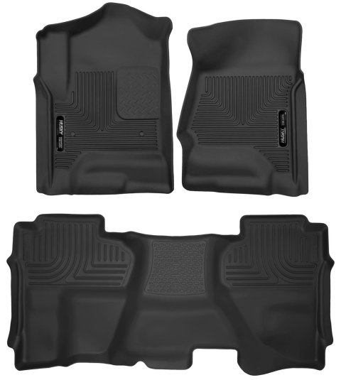 Husky X-act Contour Floor Liners 53918 Mats, Liners, Front/Second Seat, Rubberized, Thermoplastic, Black, Chevrolet, GMC, Set of 3