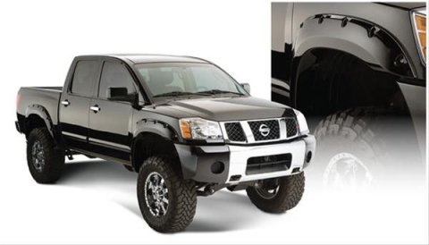 Husky Pocket-Style Fender Flares for 2004-2015 TITAN - 2807907 Flares, Pocket Style, Front and Rear, Black, Dura-Flex Thermoplastic, Nissan, Set of 4