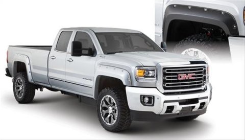 Husky Pocket-Style Fender Flares for 2015-2019 SIERRA 2500 HD, 3500 HD - 2804967 Flares, Pocket Style, Front/Rear, Black, Dura-Flex Thermoplastic, GMC, Set of 4