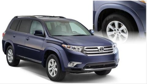 Husky OE-Style Fender Flares for 2011-2013 HIGHLANDER - 2803914 Flares, OE Style, Front/Rear, Black, Dura-Flex Thermoplastic, Toyota, Set of 4