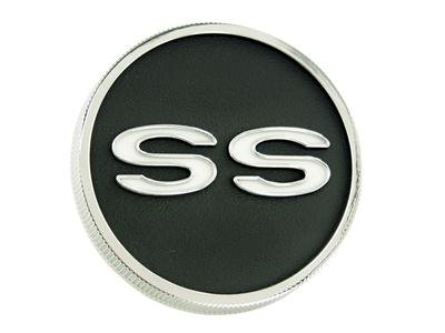 Scott Drake Fuel Tank Caps 673304 Cap, Die-cast Zinc, Black and Chrome, SS Logo, Chevy, Each