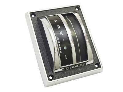 Scott Drake Shifter Bezels C4ZZ-7D394 Shift Indicator Plates, Reproduction, Complete Bezel with Indicator and Seal, Cuise-O-Matic, Zinc, Black/Chrome, Ford, Mustang, Each