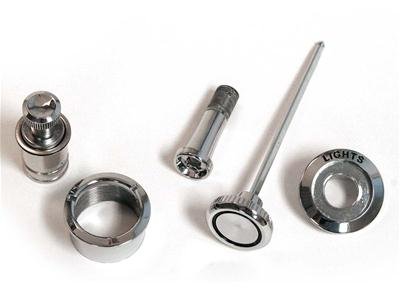 Scott Drake Replacement Dash Control Knobs C7ZZ-10852-K Knobs, Headlight, Wiper, Lighter, Chrome, Ford, Kit