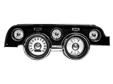Scott Drake Speedometer Overlays C7ZZ-10890-W Gauge Faces, Instrument Panel Overlay without Tach, White Face, Ford, Mustang, 1967-68, Kit