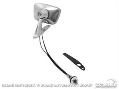 Scott Drake Replacement Outside Mirrors C7AZ-17696-E Side View Mirror, Replacement, Driver Side, Rectangular, Remote Manual, Flat, Chrome Housing, Ford, Each