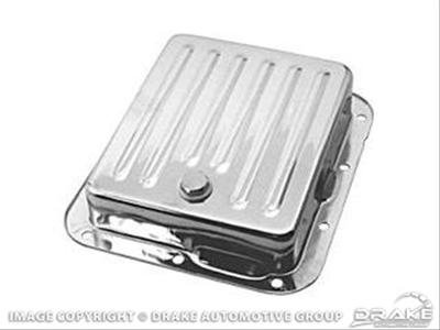 Scott Drake Stock Replacement Transmission Pans C5ZZ-7A194-A Pan, Steel, Chrome, Style, Case Fill, Ford, C-4, Each