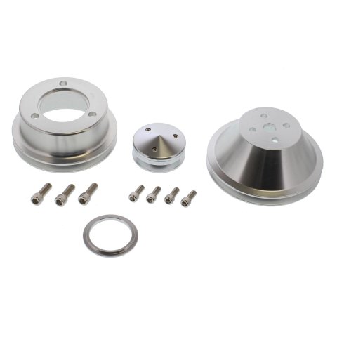 Scott Drake Engine Pulley Sets B-F101 Kits, Single Groove V-Belt, Alternator, Crankshaft, Water Pump, Hardware Included, Billet Aluminum, Ford, Mustang, Small Bloack Windsor, Kit