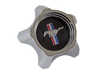Scott Drake Styled Steel Hub Caps C7ZZ-1130-B Hubcap, Rallye Star, Black with Chrome Horse, Screw-On, Ford, Each