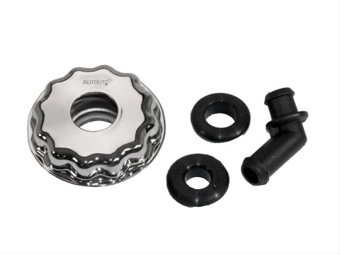 Scott Drake Valve Cover Oil Caps D1AZ-6766-C Cap, Round, Twist-in, Steel, Chrome, Autolite Top Style, PCV Elbow, Ford, Each
