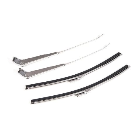 Scott Drake Windshield Wiper Arms KIT-WIP-6 Arms, Front, Stainless Steel, Polished, Black Rubber Blades, Ford, Kit