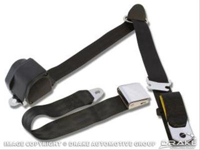 Scott Drake Retractable Three Point Seat Belts SB-3P-LB Belts, Shoulder and Lap Belt Type, Point, Retractable, Light Blue, Chrome Aviation Buckle, Front, Ford, Pair