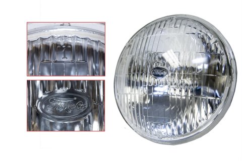 Scott Drake Halogen Sealed Beam Headlamps B8AZ-13007-B Headlight, Halogen, H5001, 50 Watts, Clear, 5.75 in. Diameter, Reverse Raised FoMoCo Logo, Each