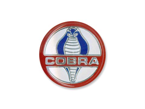 Scott Drake Emblems S1MS-3649-C Emblem, Replacement, Horn Button Location, Solid, Aluminum, Chrome/Red/White/Blue, Cobra Logo, Ford, Each