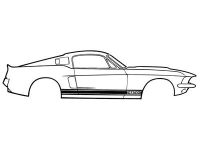 Scott Drake Shelby Stripe Kits S2MS-16224-A Body Graphics, GT-350 Stripes, Vinyl, Black, Ford, Kit