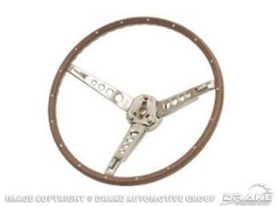 Scott Drake Replacement Steering Wheels C5ZZ-3600-NK Wheel, Replacement, 3-Spoke, Wood/Steel Grip, Chrome Spokes, 15 in. Diameter, Horn Ring, 1-Bolt, Ford