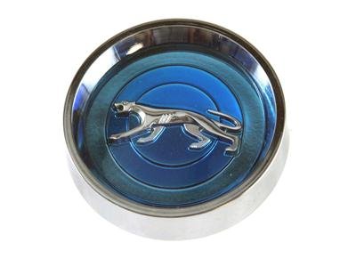Scott Drake Hubcaps C9WY-1130-BL Center Caps, Screw-on, Steel, Chrome, Cougar Logo, Blue Background, Mercury, Set of 4
