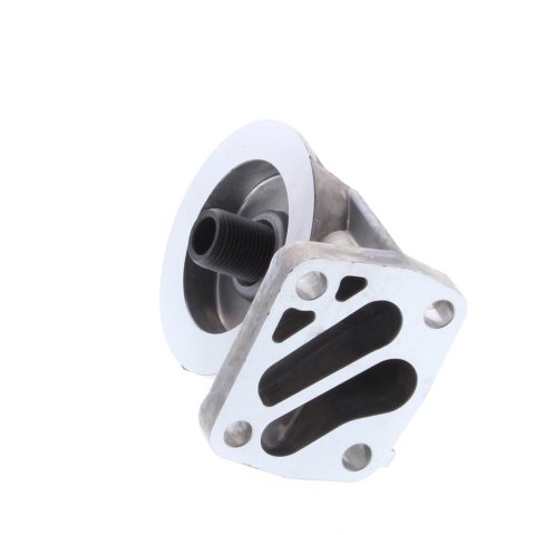 Scott Drake Oil Filter Adapters C8AZ-6881-A Adapter, Right Angle Adapter Style, 3/4 in.-16 Nipple Thread, Aluminum, Natural, Ford, Mercury, Each