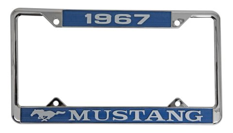 Scott Drake License Plate Frames ACC-LPF-67 Frames, Steel, Chrome, 1967 Mustang Logo, Each
