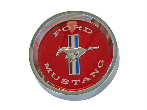 Scott Drake Styled Steel Hub Caps C5ZZ-1130-WL Wheel Center Cap, Ford Mustang Running Pony, Plastic, Red/Chrome/White/Blue, Fits S/S Plastic Cap, Ford, Mustang, Each