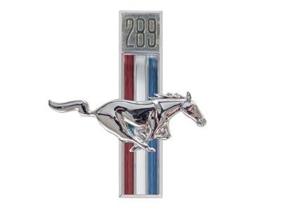 Scott Drake Emblems C7ZZ-16228-C Emblem, Passenger Side Fender, Chrome/Red/White/Blue, 289 Running Horse Logo, Ford, Each