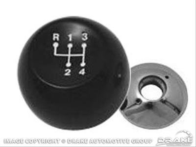 Scott Drake Shift Knobs C2AZ-7213-A Knob, Round, Plastic, Black, 4-Speed Pattern, Manual Transmission, Ford, Each
