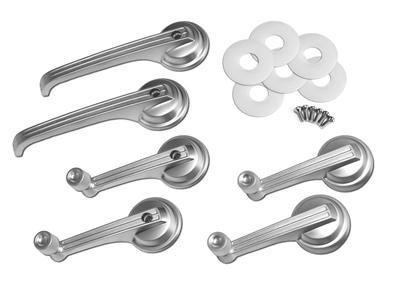 Scott Drake Interior Door Handles KIT-DH-4S Handles, Interior, Front, Stock Design, Satin Finish, Window Cranks, Front, Ford, Kit