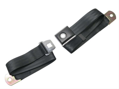 Scott Drake Push Button Seat Belts SB-BK-PBSB Belt, Lap Belt, Button, Black, Ford, Each
