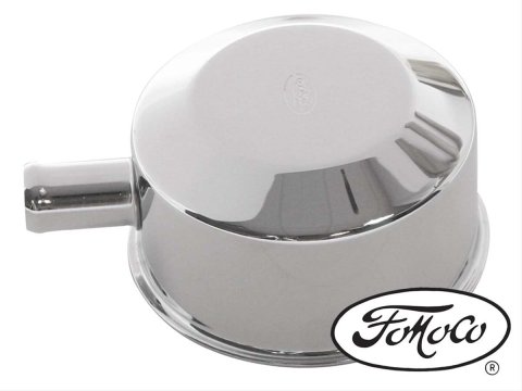Scott Drake Valve Cover Oil Caps C5ZZ-6766-E Cap, Round, Push-in, Steel, Chrome, FoMoCo Top Style, Vent Tube, Ford, Each