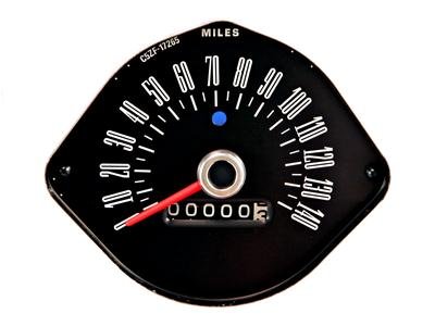 Scott Drake Mustang Speedometer Gauges C5ZF-17265 Gauge, Speedometer, Black Face, Orange Pointer, Ford, Each