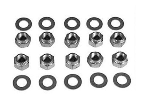 Scott Drake Rear-End Housing Nut and Washer Kits MDK001 Rear End Nuts, Locking, Hex Head, Steel, Cadmium Plated, Ford 8 in., Ford 9 in., Set of 10