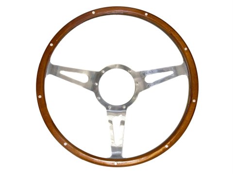Scott Drake Corso Feroce Steering Wheels S1MS-3600-WG Wheel, Feroce, 3-Spoke, Aluminum, Natural, Wood Grip, 15 in. Diameter, Ford, 9-Bolt Mount, Each