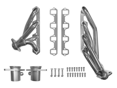 Scott Drake Headers C6TZ-9430-CC-SH Headers, Shorty, Steel, Silver Ceramic Coated, 2.50 in. Collector, Ford, 289, 302, Pair