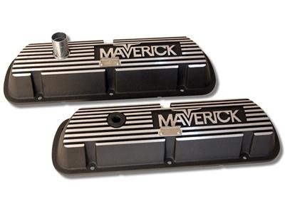 Scott Drake Classic Aluminum Valve Covers 6A582-MAV Covers, Classic, Tall, Maverick Top Style, Black Wrinkle, Ford, Small Block Windsor, Pair