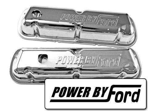 Scott Drake Original-Style Valve Covers C8OZ-6A582-C Covers, Original-Style, Stock Height, Chrome, Powered by Ford Top Style, Ford, Small Block Windsor, Pair