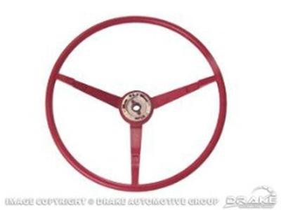 Scott Drake Replacement Steering Wheels C6ZZ-3600-DR Wheel, Replacement, 3-Spoke, ABS Plastic, Dark Red, 16 in. Diameter, 1-Bolt Mount, Ford, Each