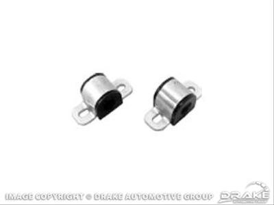 Scott Drake Sway Bar Bushings C5ZZ-5486-H Bushings, Front, 3/4 in. Bar, Includes Brackets, Lubrication Groove, Polyurethane, Black, Ford, Mustang, Pair