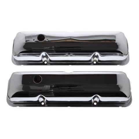 Scott Drake Original-Style Valve Covers C7ZZ-6A582-C Covers, Original-Style, Stock Height, Steel, Chrome, Baffled, Ford, 390, 427, 428, Pair