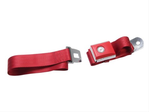 Scott Drake Push Button Seat Belts SB-DR-PBSB Belts, Lap, Button, Dark Red, Ford, Each