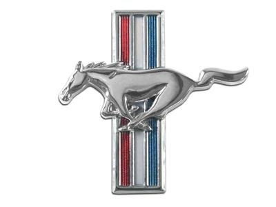 Scott Drake Emblems C5ZZ-16229-B Emblem, Driver Side Fender, Chrome/Red/White/Blue, Running Pony Logo, Ford, Each