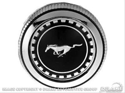 Scott Drake Fuel Tank Caps C9ZZ-9030-A Cap, Twist On, Chrome/Black, Standard Running Pony Logo, Ford, Each
