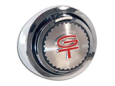 Scott Drake Fuel Tank Caps C9ZZ-9030-B Cap, Pop-open, Aluminum, Chrome/Red, GT Logo, Ford, Each