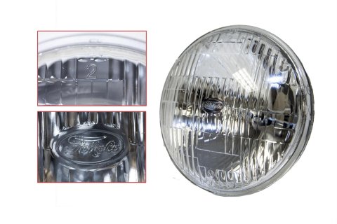 Scott Drake Halogen Sealed Beam Headlamps B8AZ-13007-A Headlight, Beam, Round, Dual Position, Ford, Mercury, Each